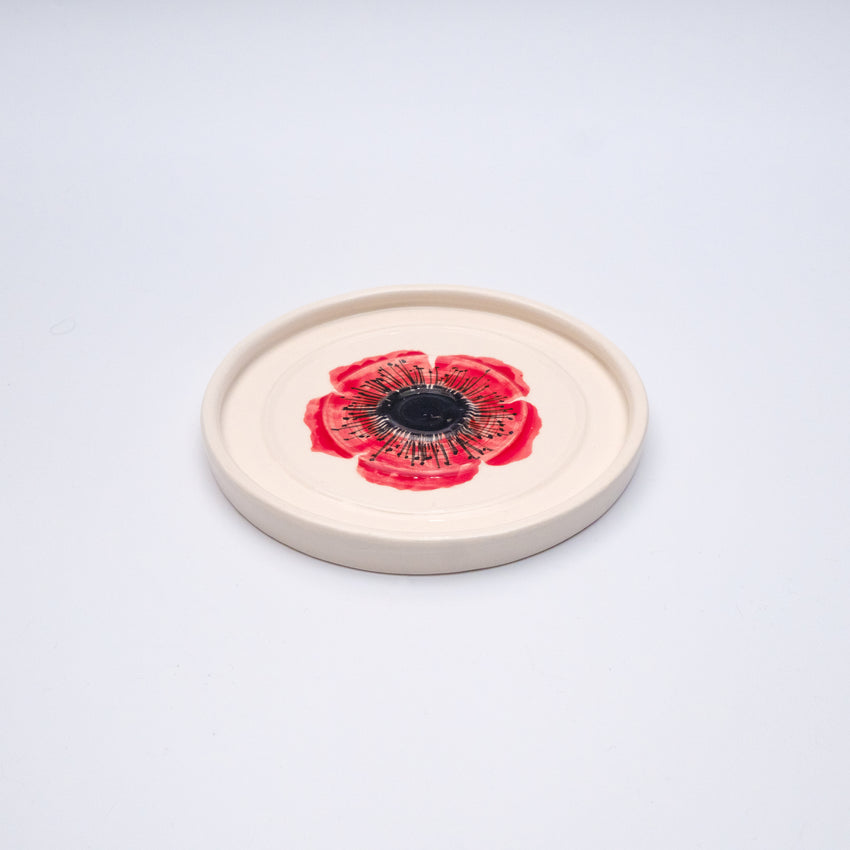 Red Poppy Ceramic Soap Dish
