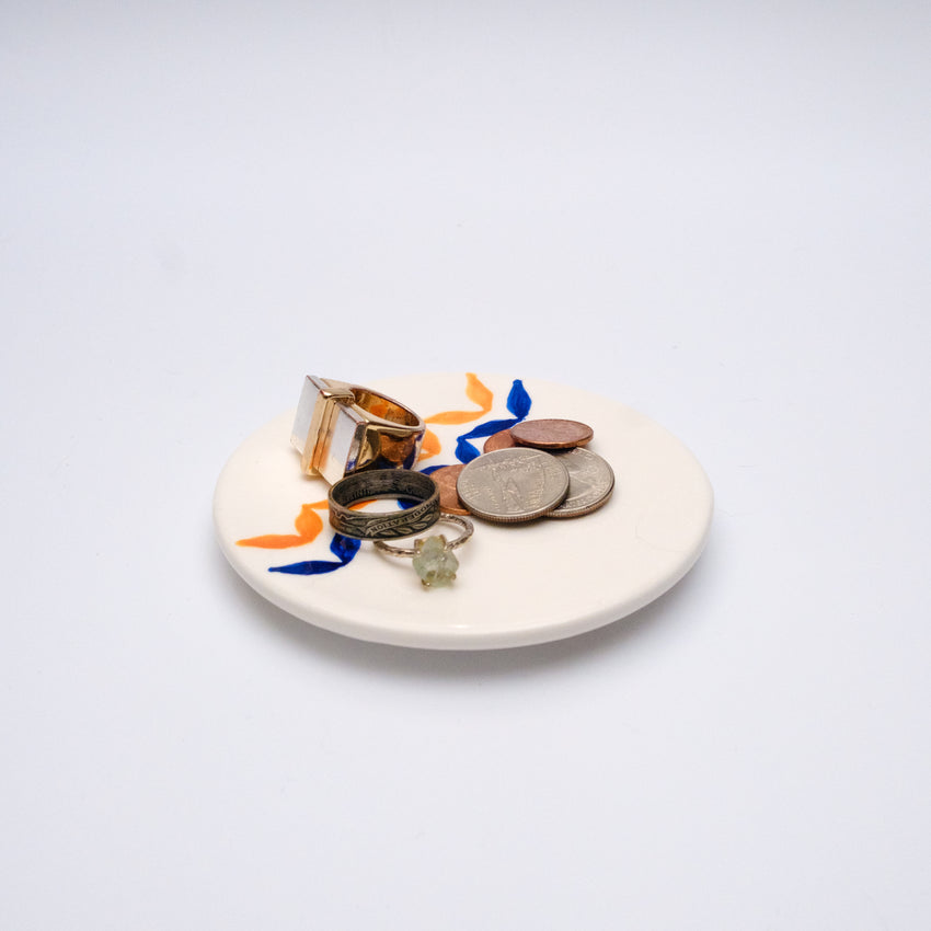 Blue Sea & Apricot Ceramic Trinket Tray