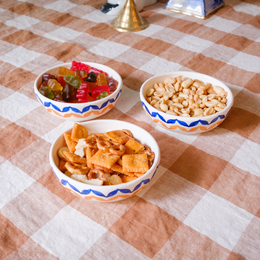 Blue Sea & Apricot Ceramic Bowls