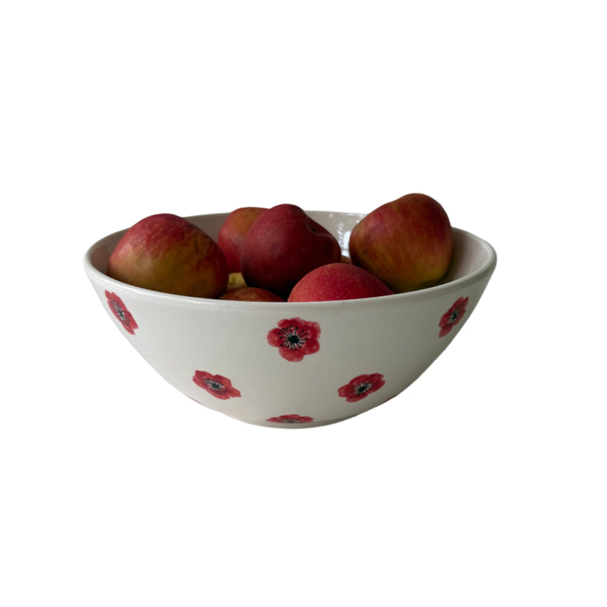 Red Poppy Ceramic Salad Bowl