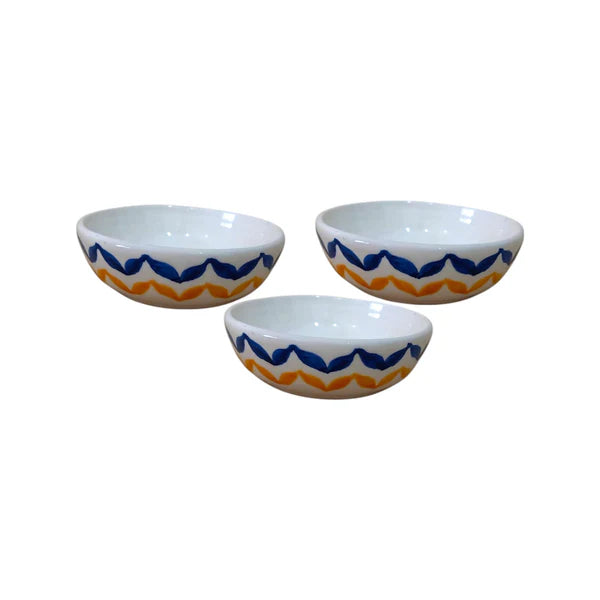 Blue Sea & Apricot Ceramic Bowls