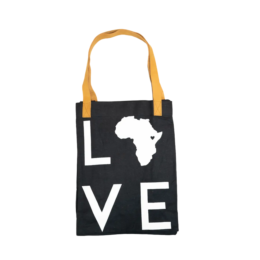 Love Africa Leather Strap Tote