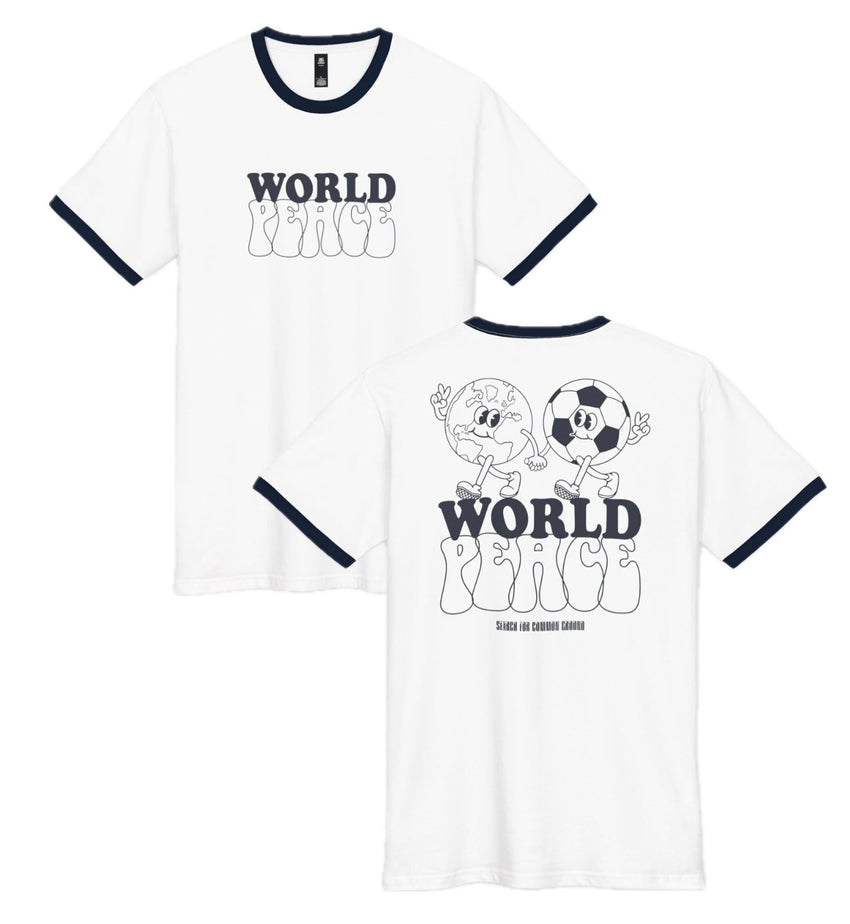 World Peace and Soccer Staple Ringer Tee