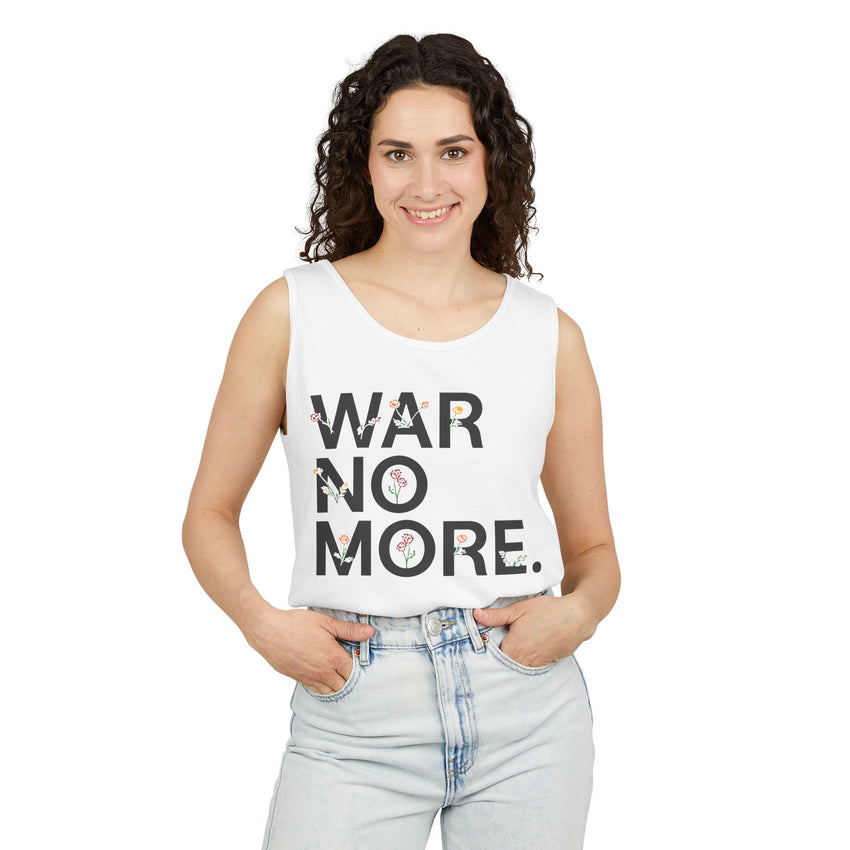 "War No More" Floral Unisex Garment-Dyed Tank Top