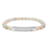 "Love Anyway" Engraved Natural Stone Stretch Bar Bracelet