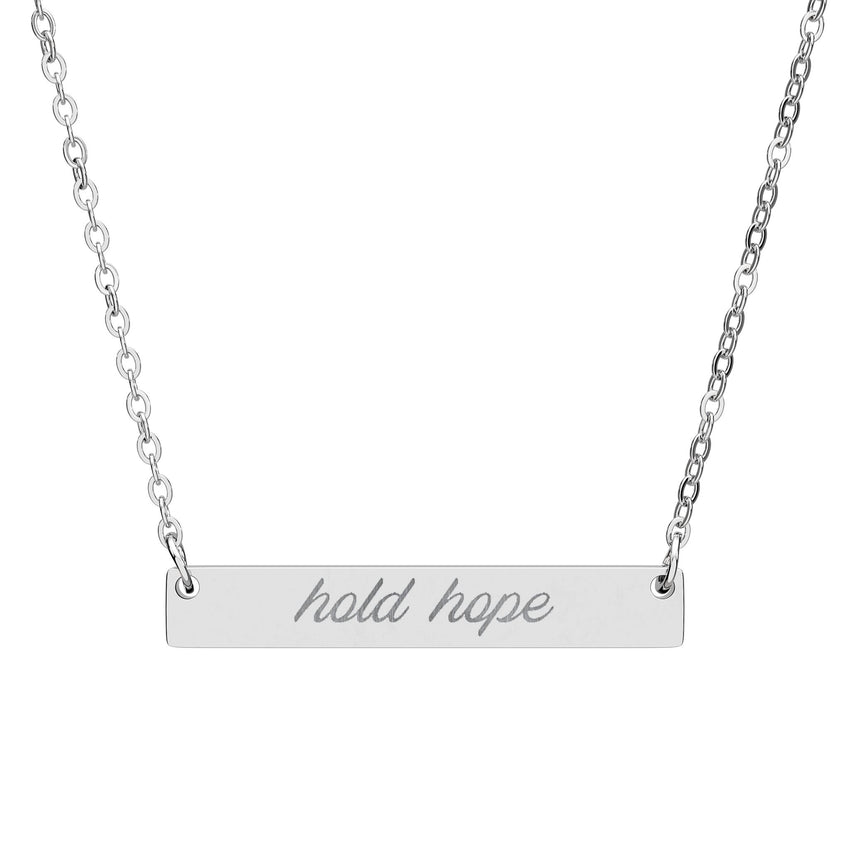 "Hold Hope" Engraved Horizontal Bar Necklace