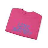"Love Anyway"  Collegiate Royal Blue Embroidered Unisex Crewneck Sweatshirt