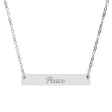 "Peace" Engraved Horizontal Bar Necklace