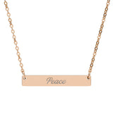 "Peace" Engraved Horizontal Bar Necklace