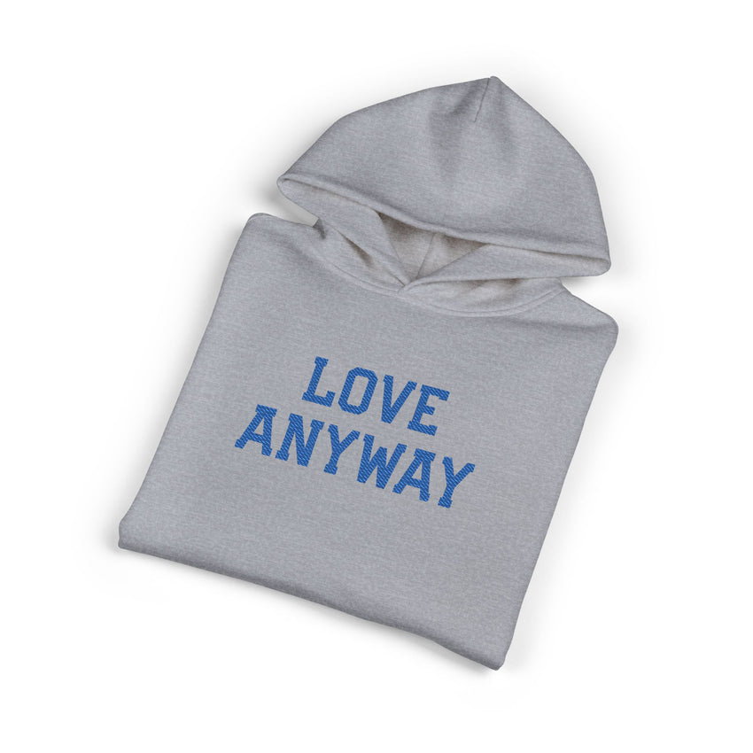 "Love Anyway" Royal Blue Embroidered Relaxed Hoodie