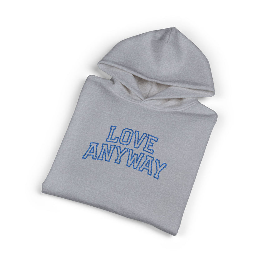 "Love Anyway" Royal Blue Collegiate Embroidered Relaxed Hoodie