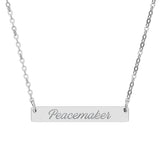 "Peacemaker" Engraved Horizontal Bar Necklace