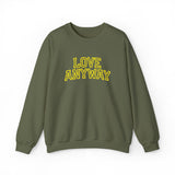 "Love Anyway"  Collegiate Gold Embroidered Unisex Crewneck Sweatshirt