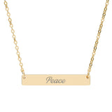 "Peace" Engraved Horizontal Bar Necklace