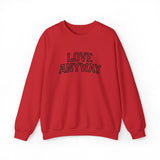 "Love Anyway"  Collegiate Black Embroidered Unisex Crewneck Sweatshirt