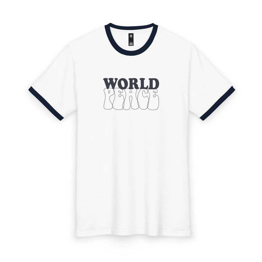 World Peace and Soccer Staple Ringer Tee