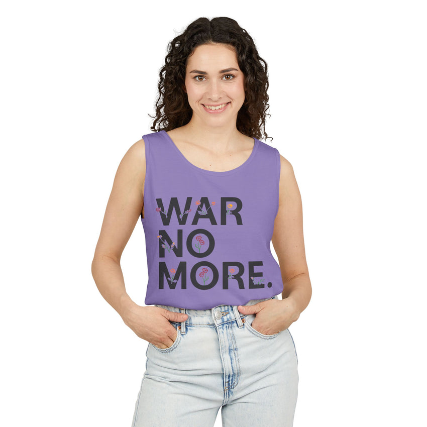 "War No More" Floral Unisex Garment-Dyed Tank Top