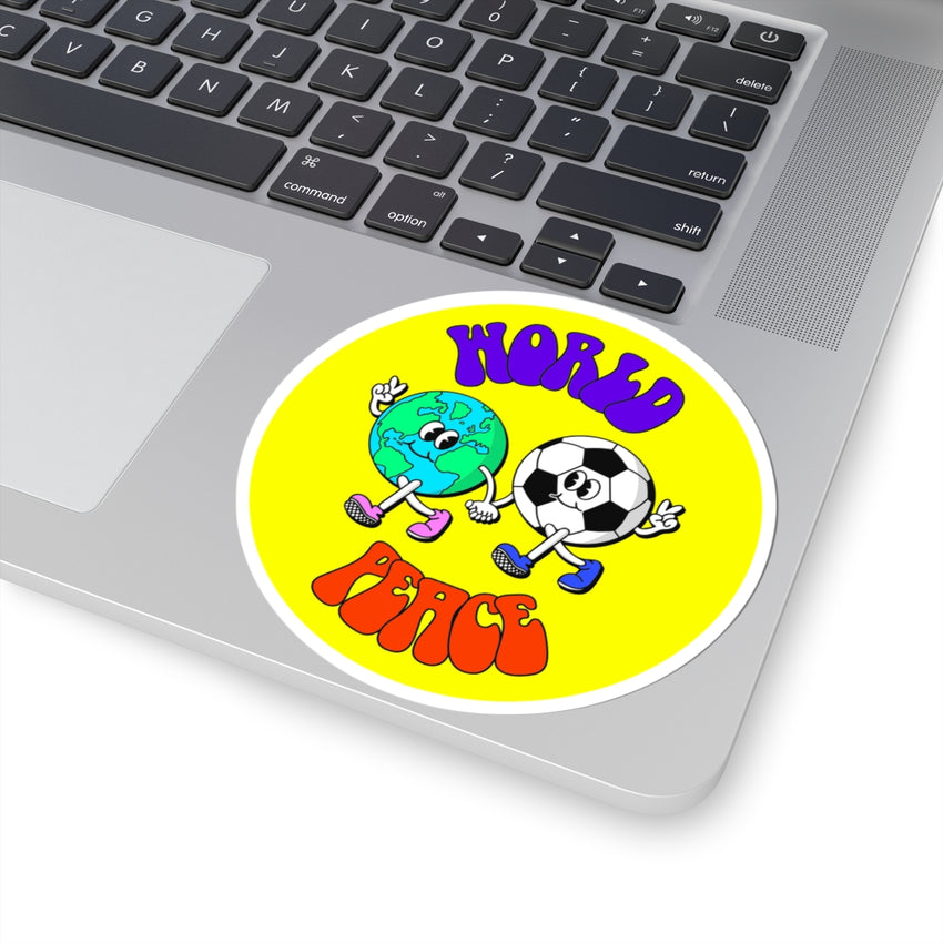 World Peace World and Soccer Ball Circle Kiss-Cut Stickers