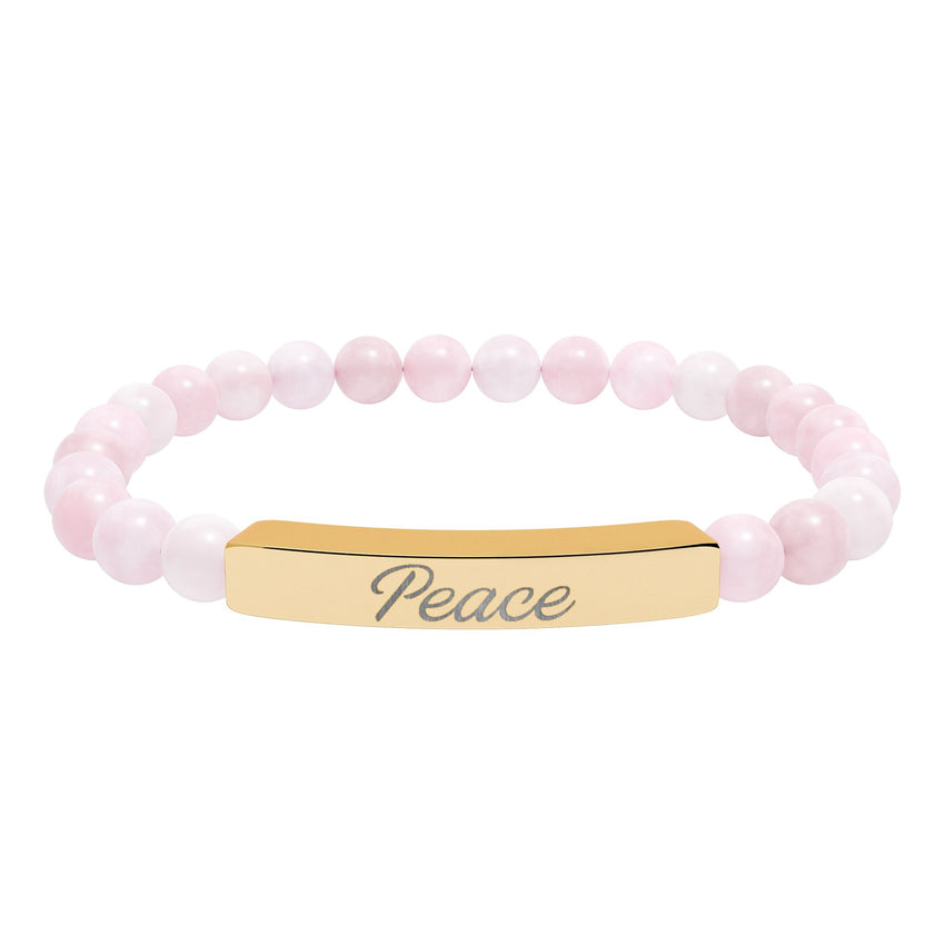 "Peace" Engraved Natural Stone Stretch Bar Bracelet