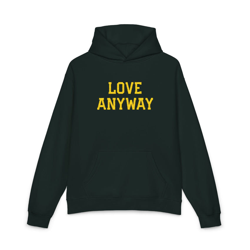 "Love Anyway" Gold Embroidered Relaxed Hoodie