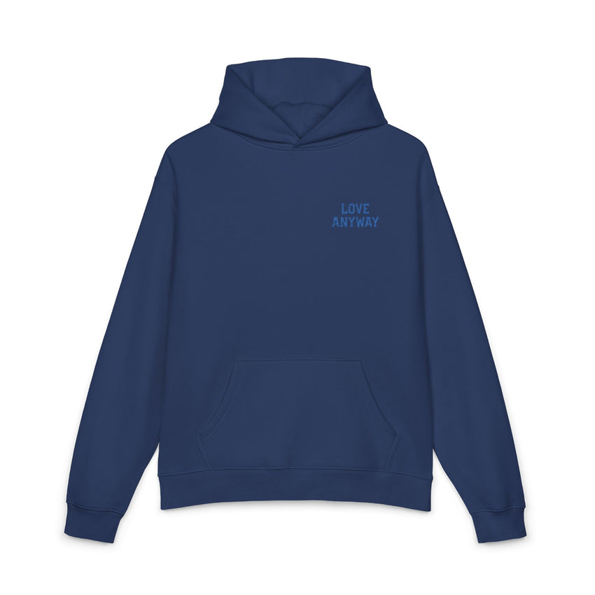 "Love Anyway" Royal Blue Embroidered Relaxed Hoodie