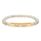 "Hold Hope" Engraved Natural Stone Stretch Bar Bracelet