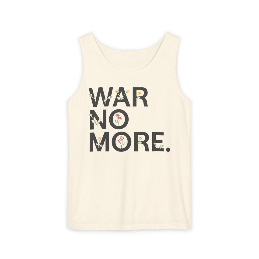 "War No More" Floral Unisex Garment-Dyed Tank Top