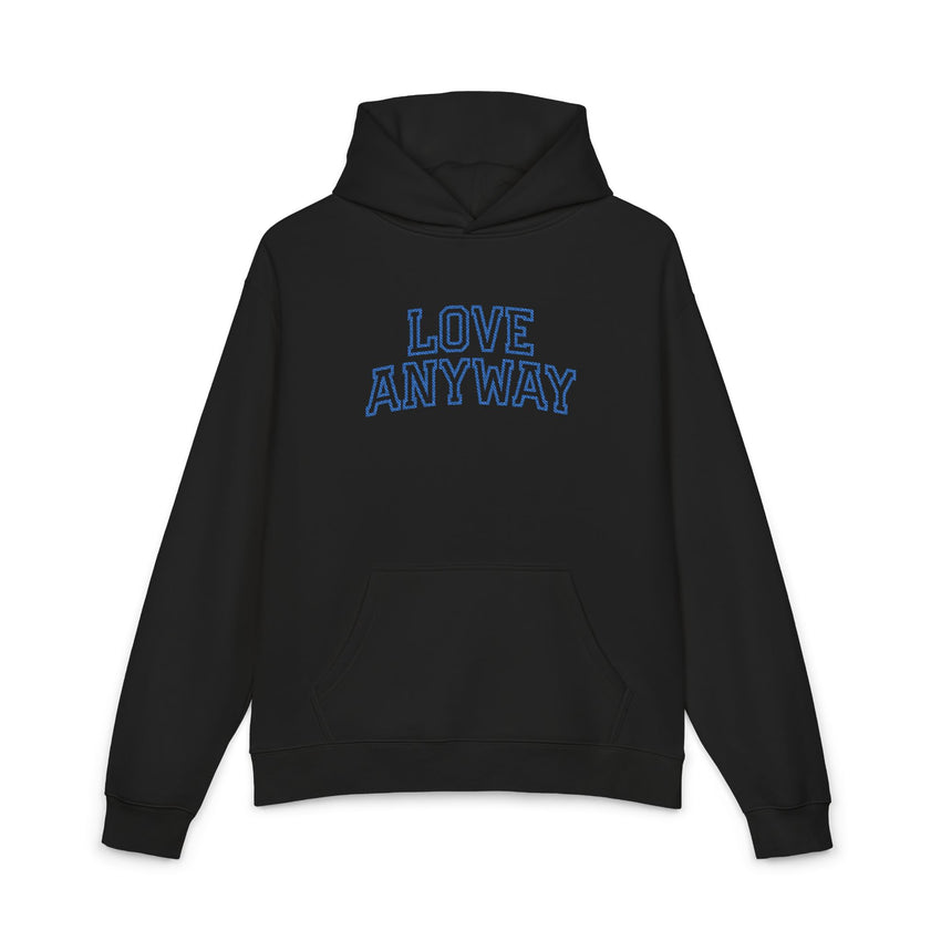 "Love Anyway" Royal Blue Collegiate Embroidered Relaxed Hoodie