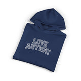 "Love Anyway" White Collegiate Embroidered Relaxed Hoodie