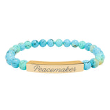 "Peacemaker" Engraved Natural Stone Stretch Bar Bracelet