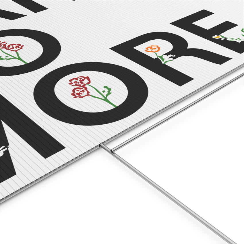 War No More Floral Plastic Yard Sign