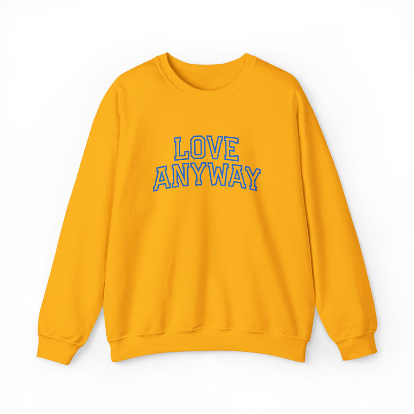 "Love Anyway"  Collegiate Royal Blue Embroidered Unisex Crewneck Sweatshirt