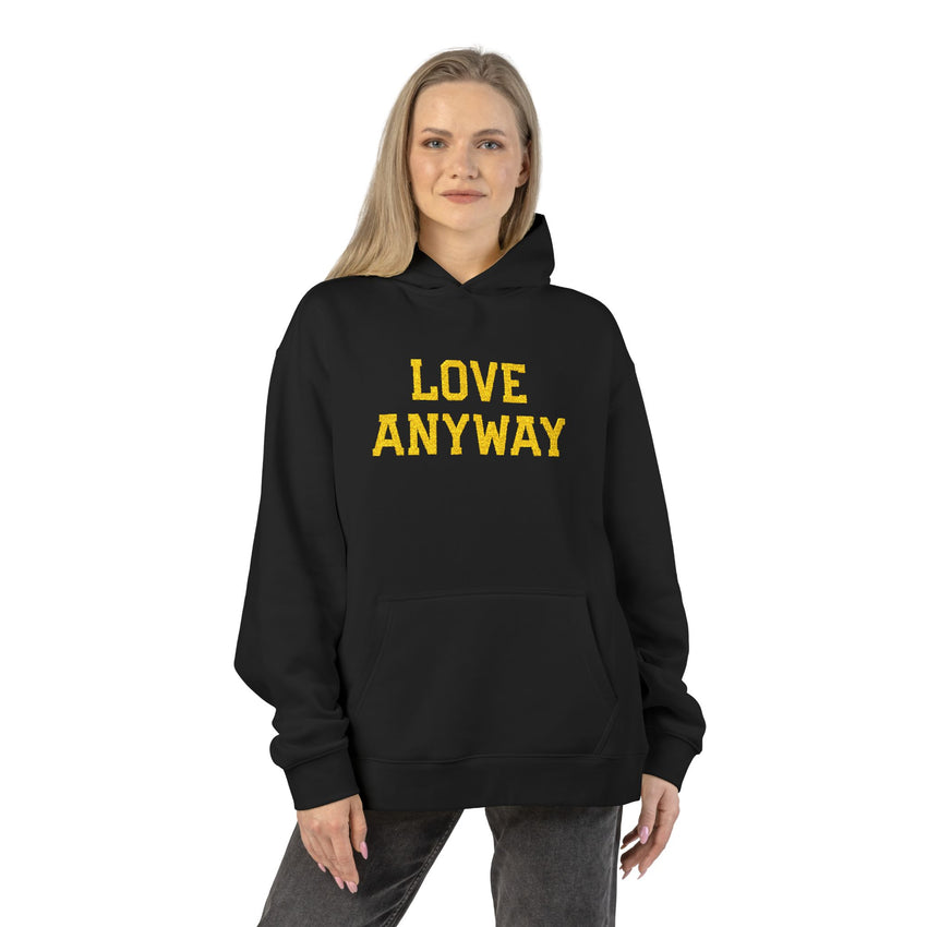"Love Anyway" Gold Embroidered Relaxed Hoodie