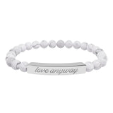 "Love Anyway" Engraved Natural Stone Stretch Bar Bracelet