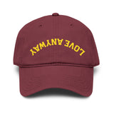 "Love Anyway" Upside Down Gold Embroidered Garment Washed Baseball Cap