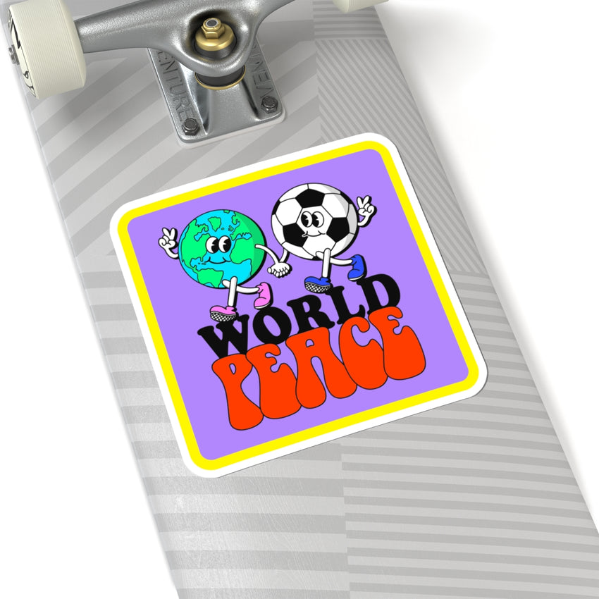 World Peace World and Soccer Ball Square Kiss-Cut Stickers