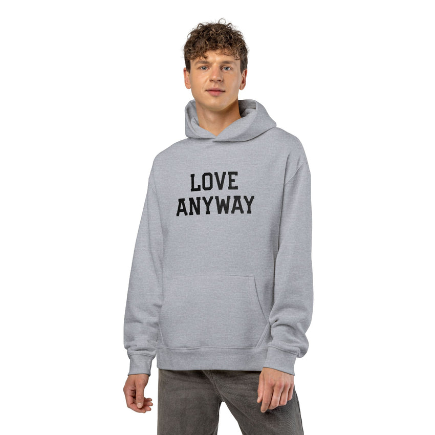 "Love Anyway" Black Embroidered Relaxed Hoodie
