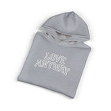 "Love Anyway" White Collegiate Embroidered Relaxed Hoodie