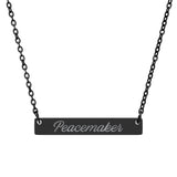 "Peacemaker" Engraved Horizontal Bar Necklace