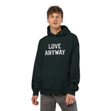 "Love Anyway" White Embroidered Relaxed Hoodie