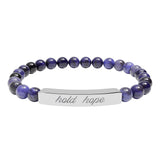 "Hold Hope" Engraved Natural Stone Stretch Bar Bracelet