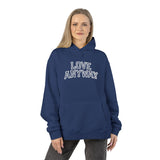 "Love Anyway" White Collegiate Embroidered Relaxed Hoodie