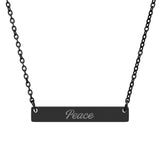 "Peace" Engraved Horizontal Bar Necklace