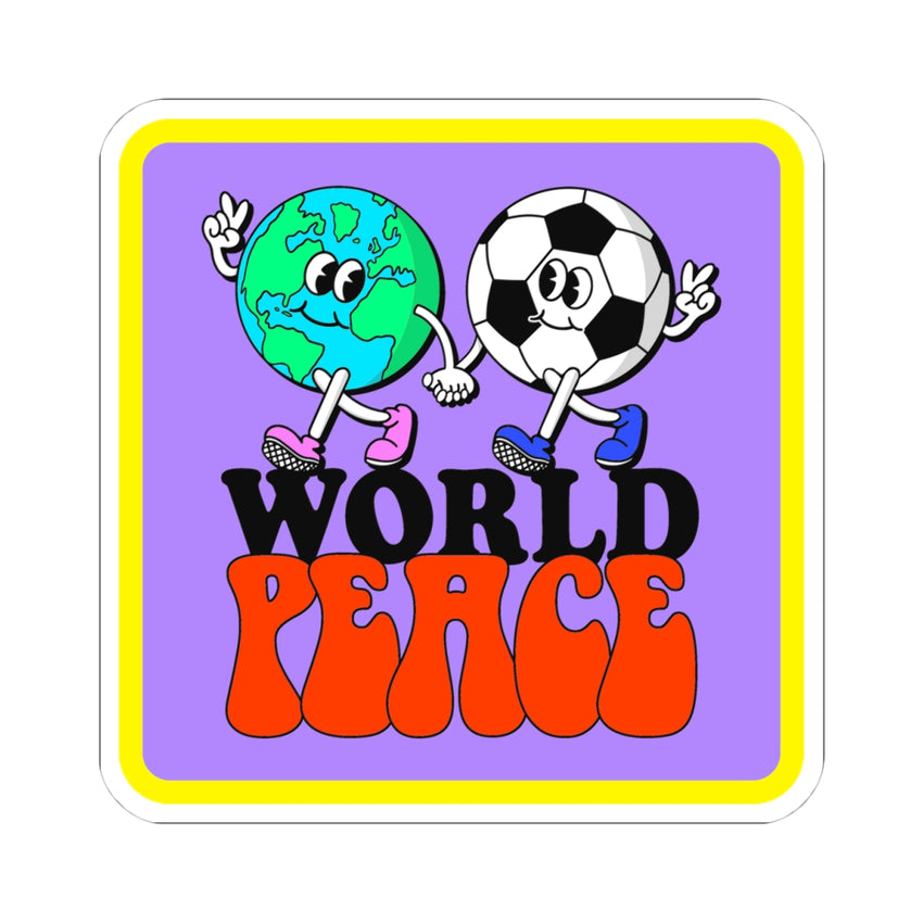 World Peace World and Soccer Ball Square Kiss-Cut Stickers