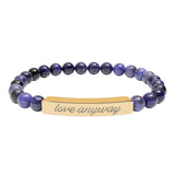 "Love Anyway" Engraved Natural Stone Stretch Bar Bracelet