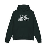 "Love Anyway" White Embroidered Relaxed Hoodie