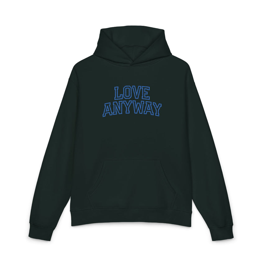 "Love Anyway" Royal Blue Collegiate Embroidered Relaxed Hoodie