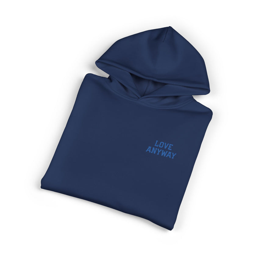 "Love Anyway" Royal Blue Embroidered Relaxed Hoodie
