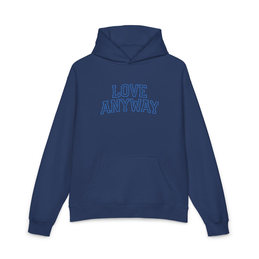 "Love Anyway" Royal Blue Collegiate Embroidered Relaxed Hoodie