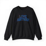 "Love Anyway"  Collegiate Royal Blue Embroidered Unisex Crewneck Sweatshirt